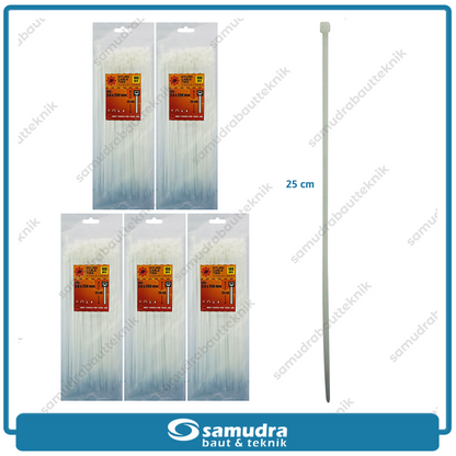 Paket 5 Set JP Kabel Ties 3.6 x 250 mm Putih