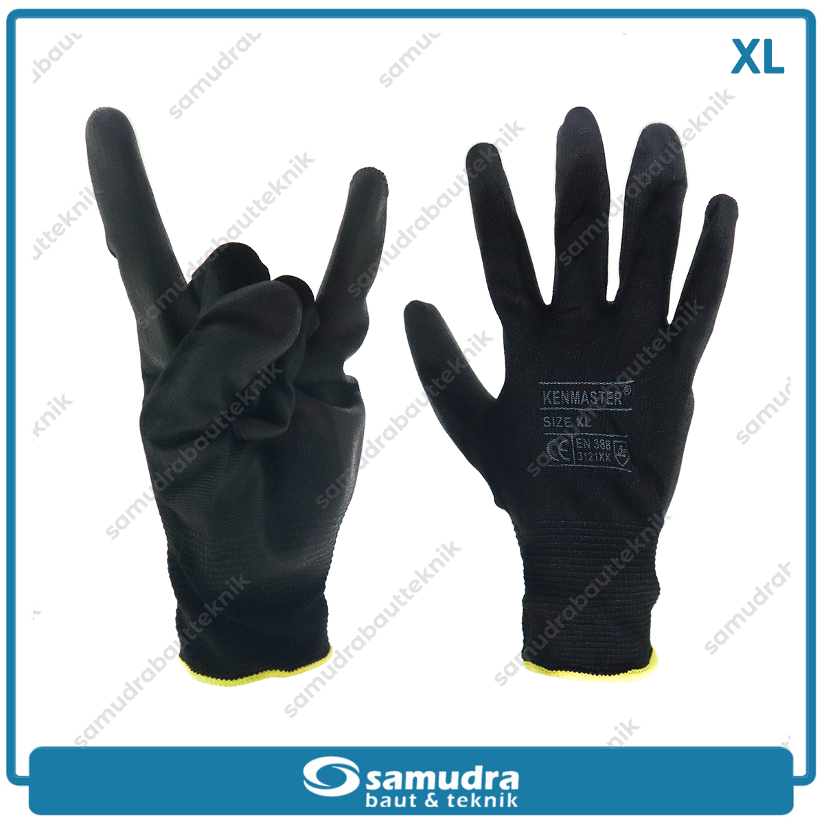KENMASTER SRNG-133 Sarung Tangan Safety PU (XL) Hitam Kuning KM-1001
