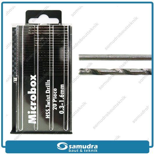 IKURA IKR-MBM201 Mata Bor Besi Set 20 pcs / Microbox HSS Twist Drill