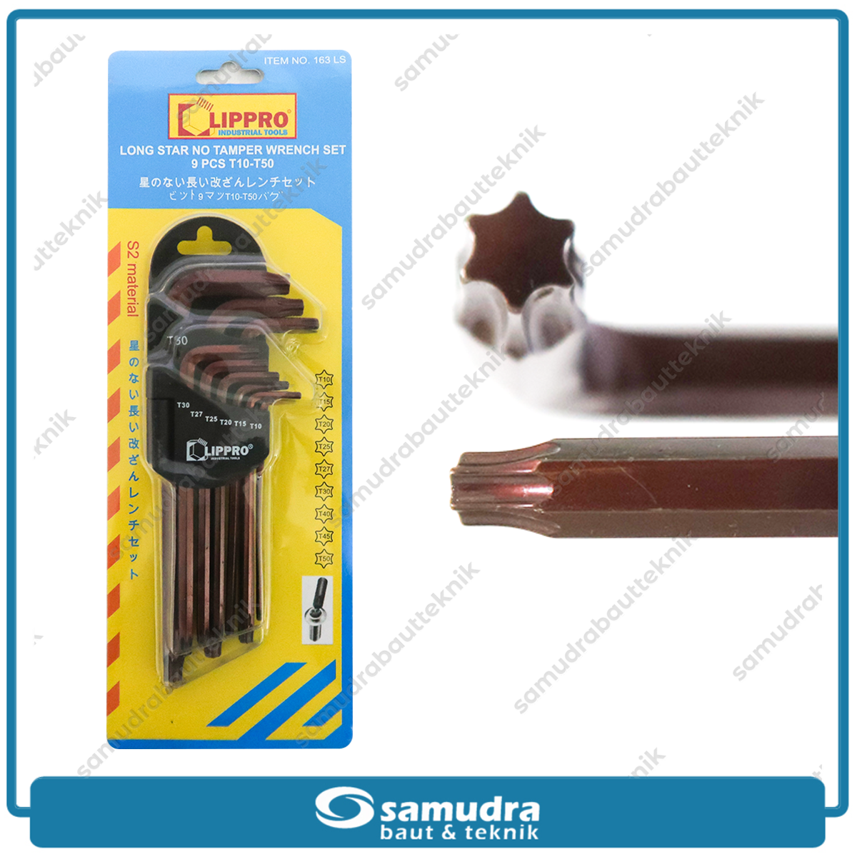 LIPPRO 163LS Kunci L Set Panjang Long Bintang 9 pcs T10-T50