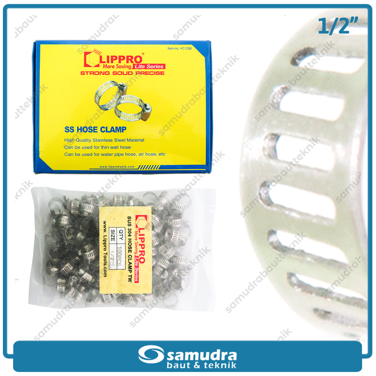 LIPPRO Klem Selang 1/2" Inch Ss Hose Clamp Taiwan - Isi 100 Pcs
