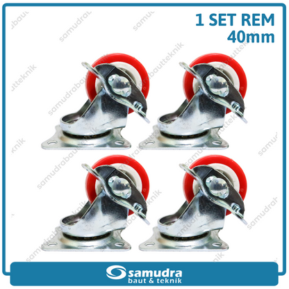 XANDER 4 pcs Roda Troli Rem 40 mm PVC Caster Lemari Etalase Trolley