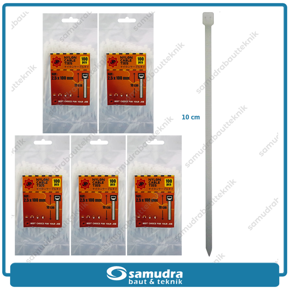 Paket 5 Set JP Kabel Ties 2.5 x 100 mm Putih