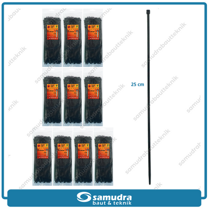 Paket 10 set JP Kabel Ties 3.6 x 250 mm Hitam