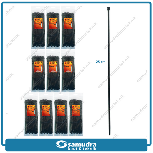 Paket 10 set JP Kabel Ties 3.6 x 250 mm Hitam