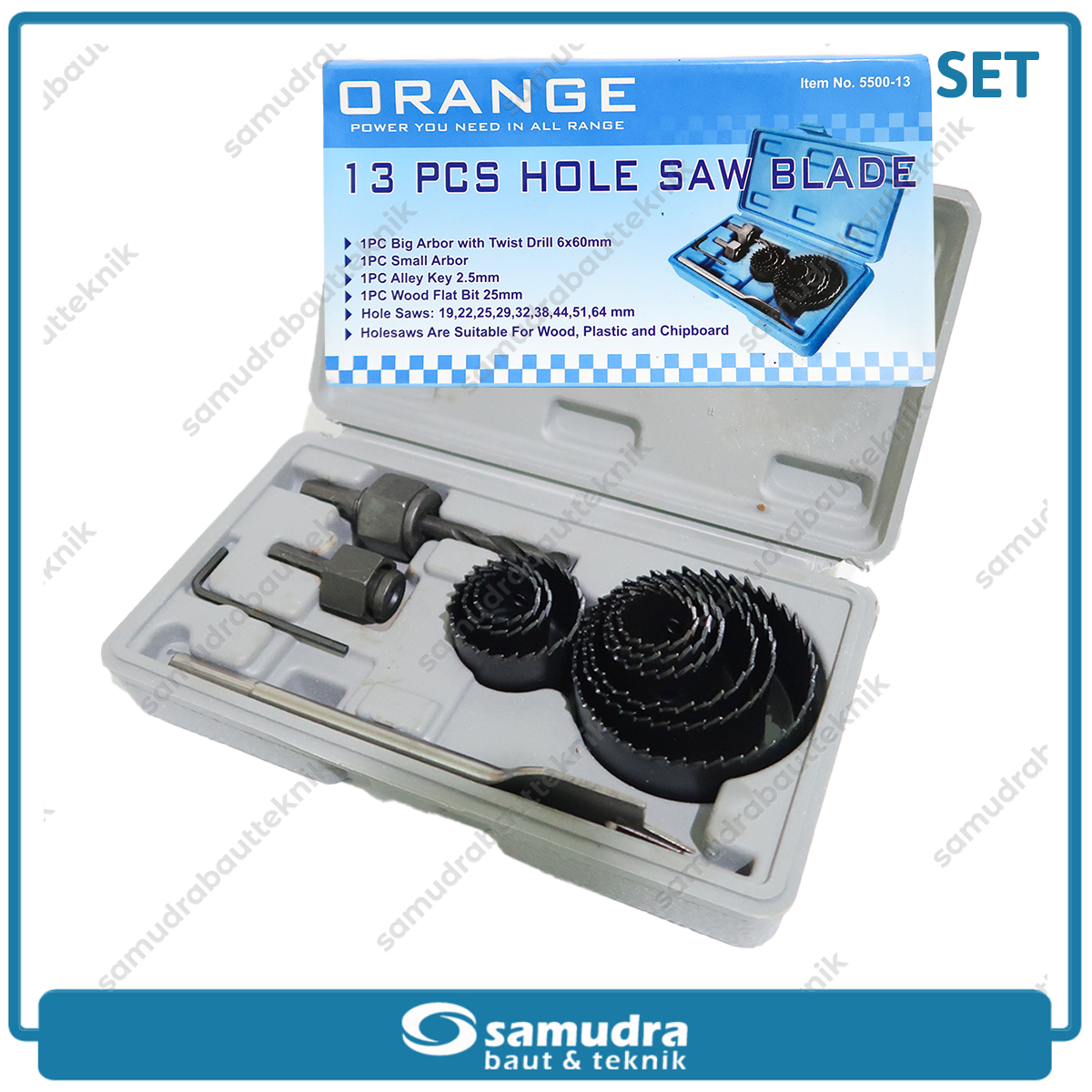 ORANGE 5500-13 Hole Saw Set 13 pcs / Mata Bor Holesaw Kayu