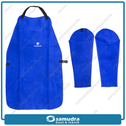 GOSAVE Apron Las Kulit Badan Lengan Biru