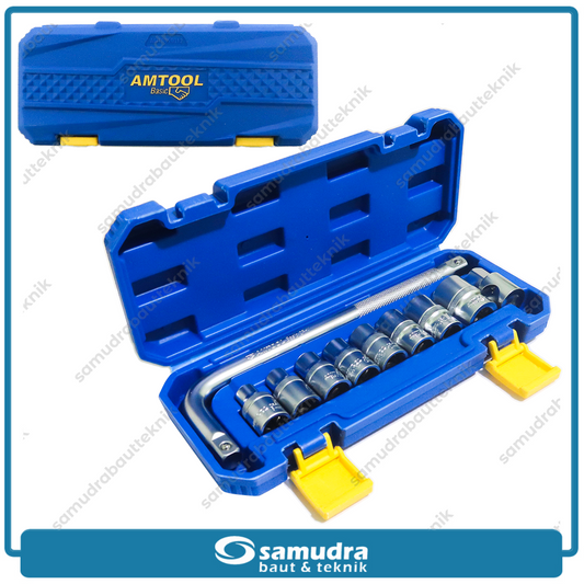 AMTOOL AMT8859012 Kunci Sok Set 10 pcs 6PT 8-24 mm Box Plastik