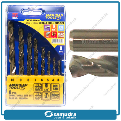 AMERICANTOOL 8959700 Mata Bor Cobalt M42 Set 8 pcs 3-10 mm