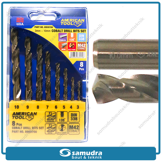 AMERICANTOOL 8959700 Mata Bor Cobalt M42 Set 8 pcs 3-10 mm