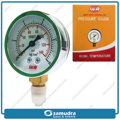 IWA Alat Ukur Tekanan Angin 2.5" Lonceng 10 bar