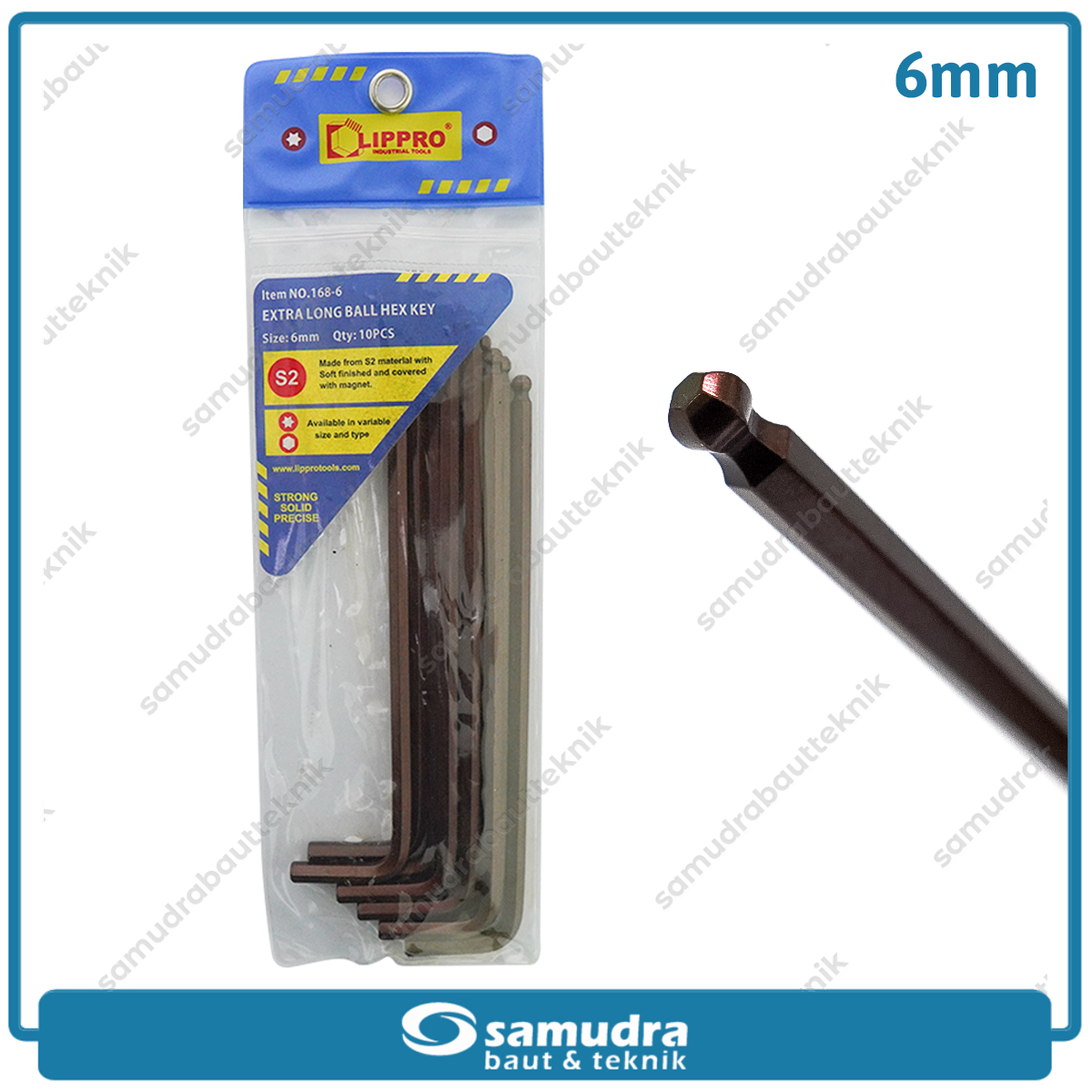 LIPPRO 168-6.0 Kunci L Panjang Extra Long Ballpoint 6 mm