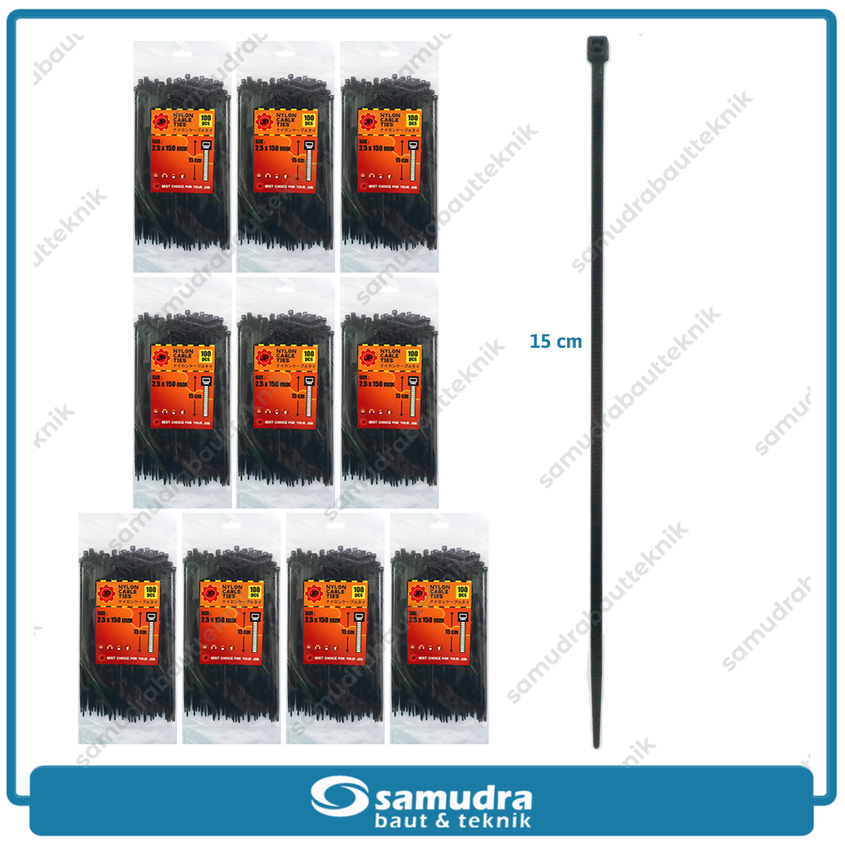 Paket 10 set JP Kabel Ties 2.5 x 150 mm Hitam
