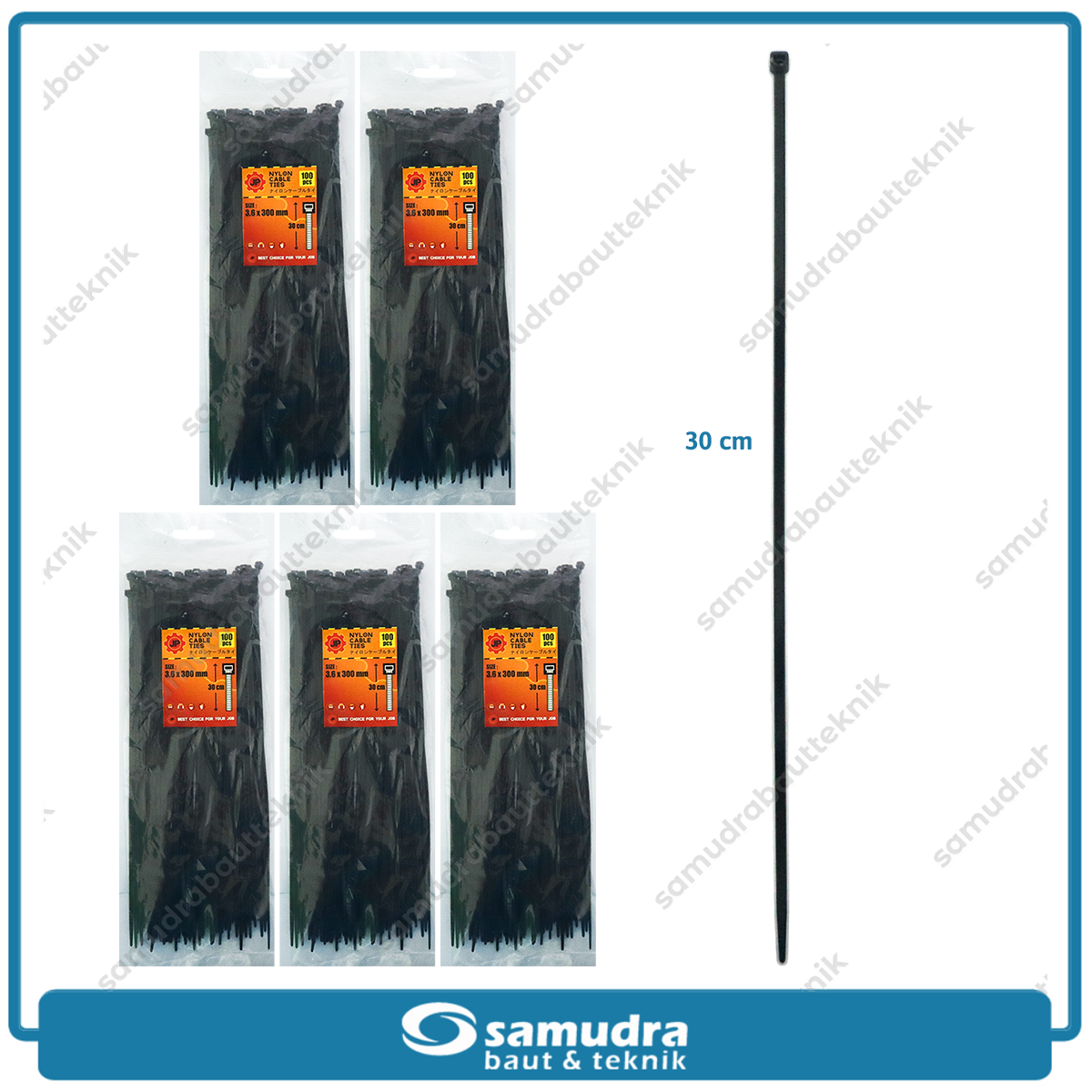 Paket 5 Set JP Kabel Ties 3.6 x 300 mm Hitam