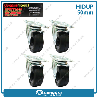 XANDER 4 pcs Roda Gepeng Hidup 50 mm Karet Caster Lemari Etalase Troli