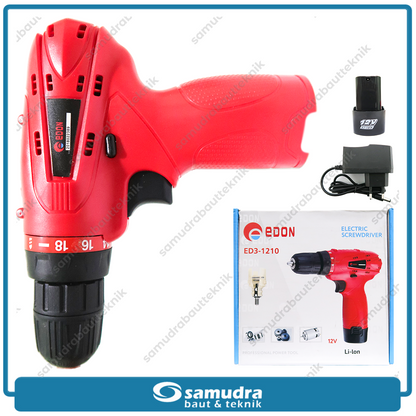 EDON ED3-1210 Mesin Bor Baterai 12V / Cordless Drill 1 Baterai