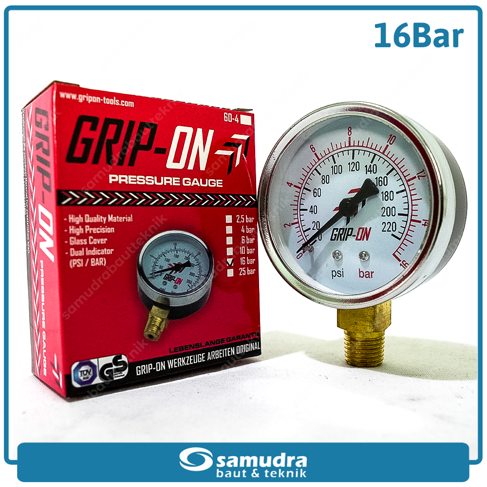 GRIPON 60-416 Alat Ukur Tekanan Angin Lonceng 16 bar