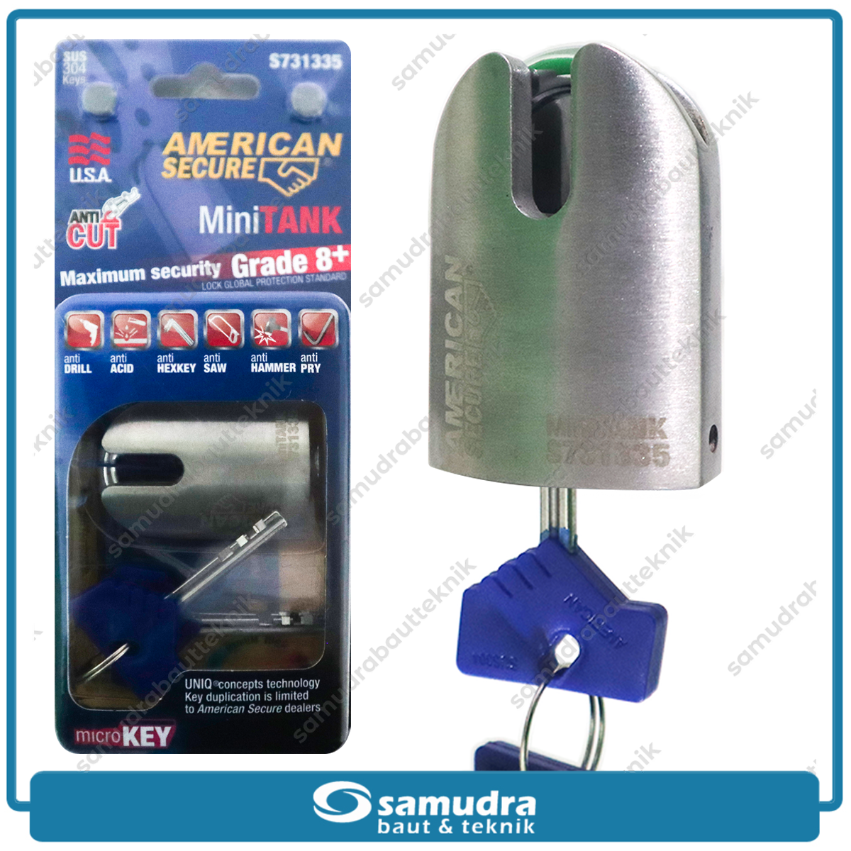 AMERICANSECURE S731335 Gembok Motor 40 mm Universal Mini Tank