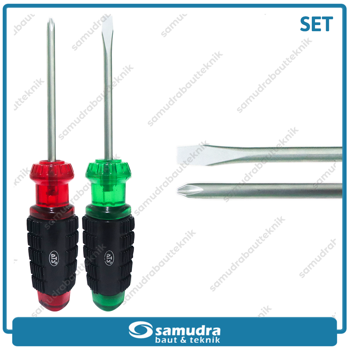 [PAKET] 2 Set Obeng Gg. Karet C. Grip "ATS" ACG1 4" (+) (-)