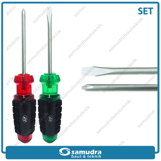 [PAKET] 2 Set Obeng Gg. Karet C. Grip "ATS" ACG1 4" (+) (-)