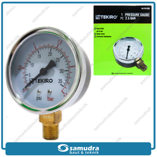TEKIRO AU-PG1395 Alat Ukur Tekanan Angin 2.5" Lonceng 2.5 bar