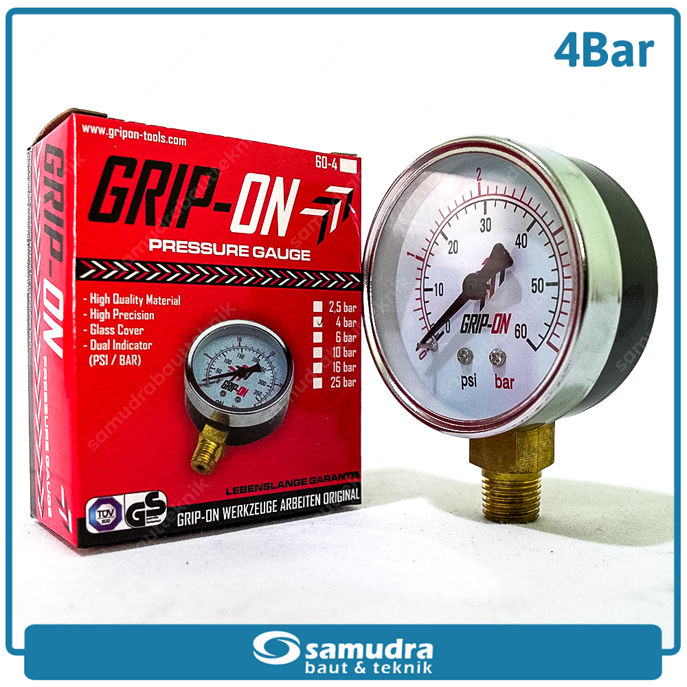 GRIPON 60-404 Alat Ukur Tekanan Angin Lonceng 4 bar