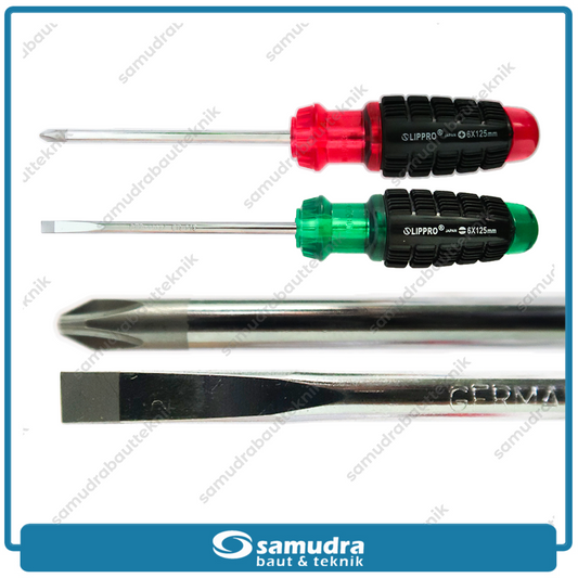 [PAKET] 2 Set LIPPRO Obeng 5 Inch Plus Minus Gagang Karet Screwdriver