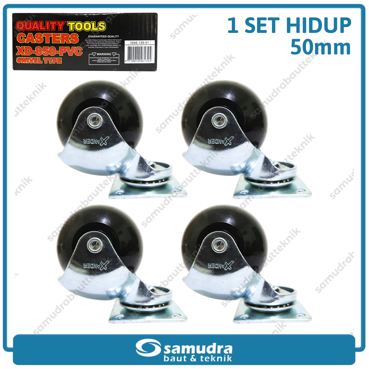 XANDER 4 pcs Roda Bulat Hidup 50 mm PVC Caster 2" Etalase Sofa Kursi