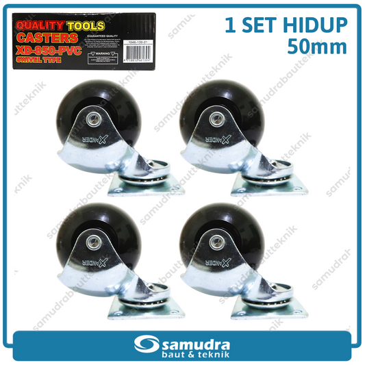 XANDER 4 pcs Roda Bulat Hidup 50 mm PVC Caster 2" Etalase Sofa Kursi