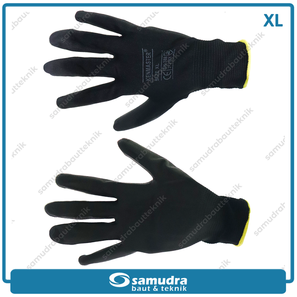KENMASTER SRNG-133 Sarung Tangan Safety PU (XL) Hitam Kuning KM-1001