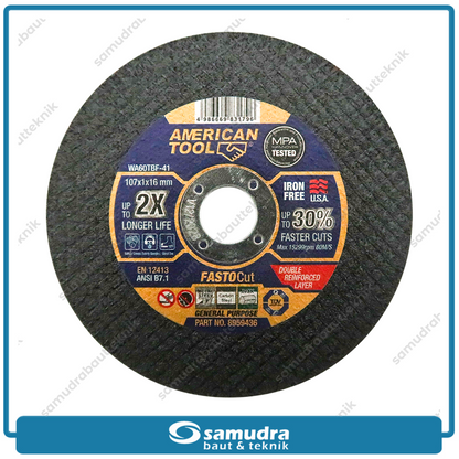 AMERICANTOOL 8959436-B 1 Pak 50 pcs FASTOCUT BLACK Mata Gerinda Potong Besi 4" Hitam