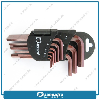 LIPPRO 166 Kunci L Set Pendek Short Flat 9 Pcs 1.5-10 mm