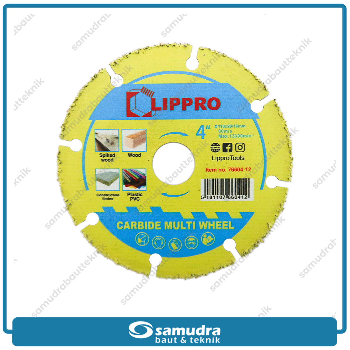 LIPPRO 76604-12 Mata Gerinda Potong Kayu PVC 4" / Carbide Multi Wheel
