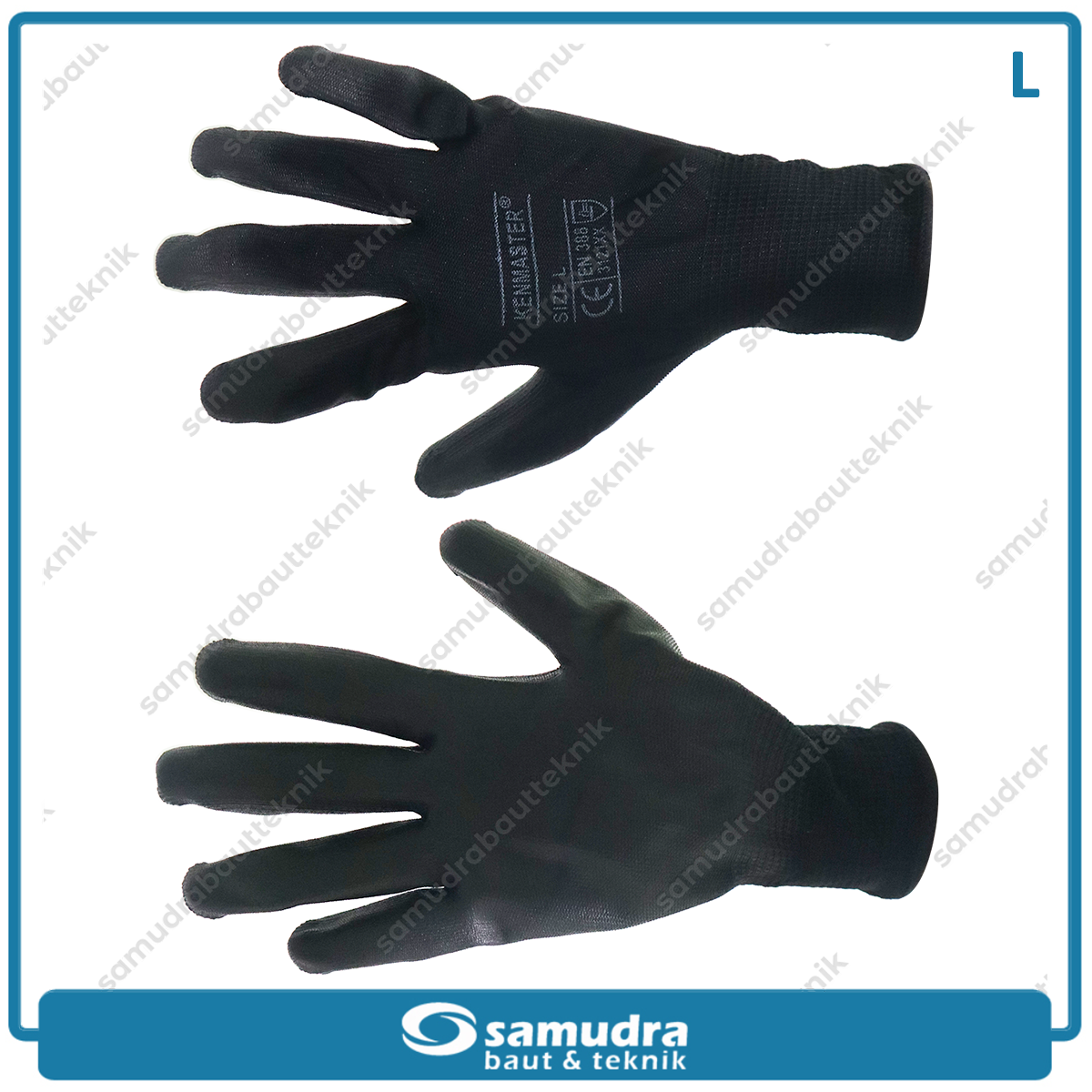 KENMASTER SRNG-132 Sarung Tangan Safety PU (L) Hitam Hitam KM-1001