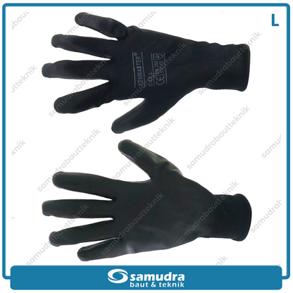 KENMASTER SRNG-132 Sarung Tangan Safety PU (L) Hitam Hitam KM-1001