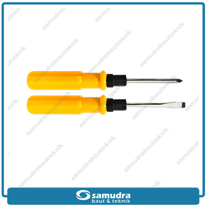 KTP 1 Pak 24 Pcs Obeng 2 Way Gagang Plastik Plus Minus Screwdriver