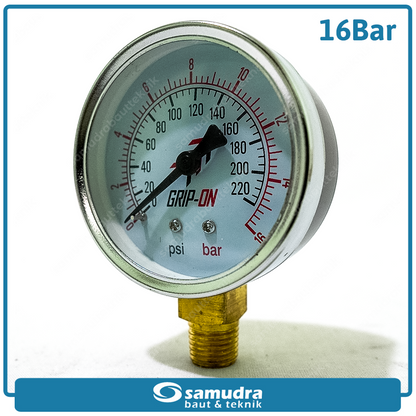 GRIPON 60-416 Alat Ukur Tekanan Angin Lonceng 16 bar