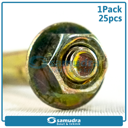 WOWO 2522 25 Pcs Dinabolt 6 X 43 Baut Beton Tembok Dynabolt M6 Skrup