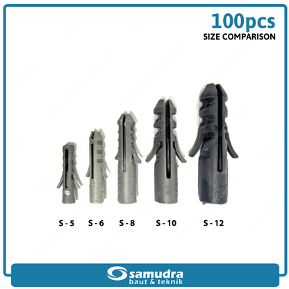 S8 Angkur Tembok 100 Pcs Sekrup Beton Lubang Dinding Bata Ringan