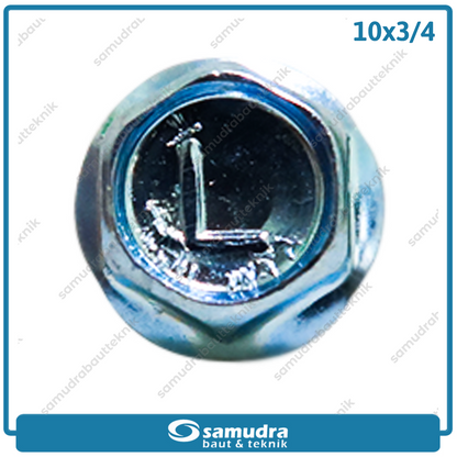 LANCIP 180 pcs Baut Baja Ringan 10 x 3/4 Sekrup Roofing Putih SDS Lion