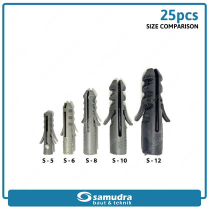 S12 Angkur Tembok 25 Pcs Sekrup Beton Lubang Dinding Bata Ringan