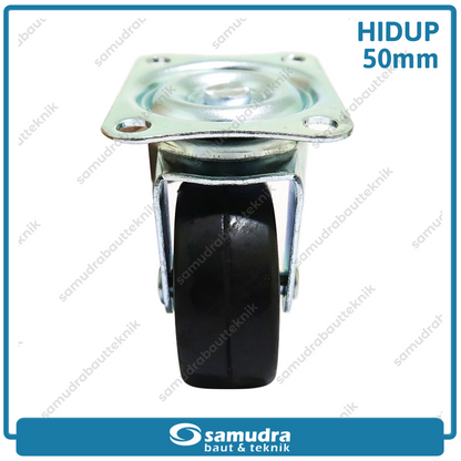 XANDER 4 pcs Roda Gepeng Hidup 50 mm Karet Caster Lemari Etalase Troli