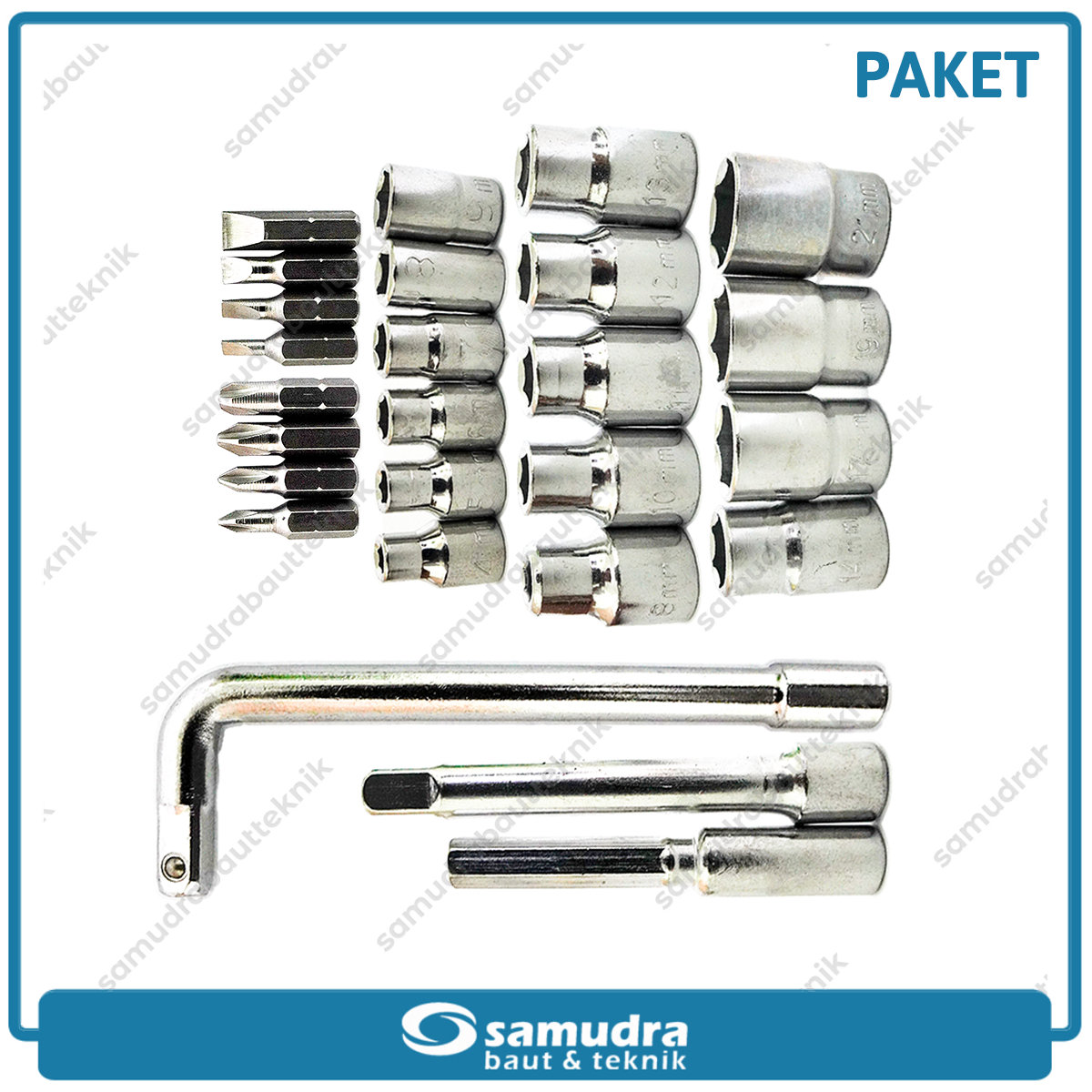 [PAKET] 3 Set TEKIRO Kunci Shock T 8-14 + Sok Set 27 pcs + Ring Pas 11