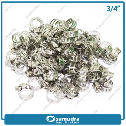 LIPPRO Klem Selang 3/4" Inch Ss Hose Clamp Taiwan - Isi 100 Pcs