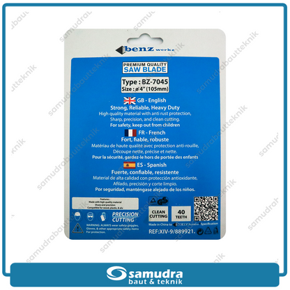 BENZ BZ-7045 Mata Gerinda Potong Kayu 4"x40T / Circular Saw Blade