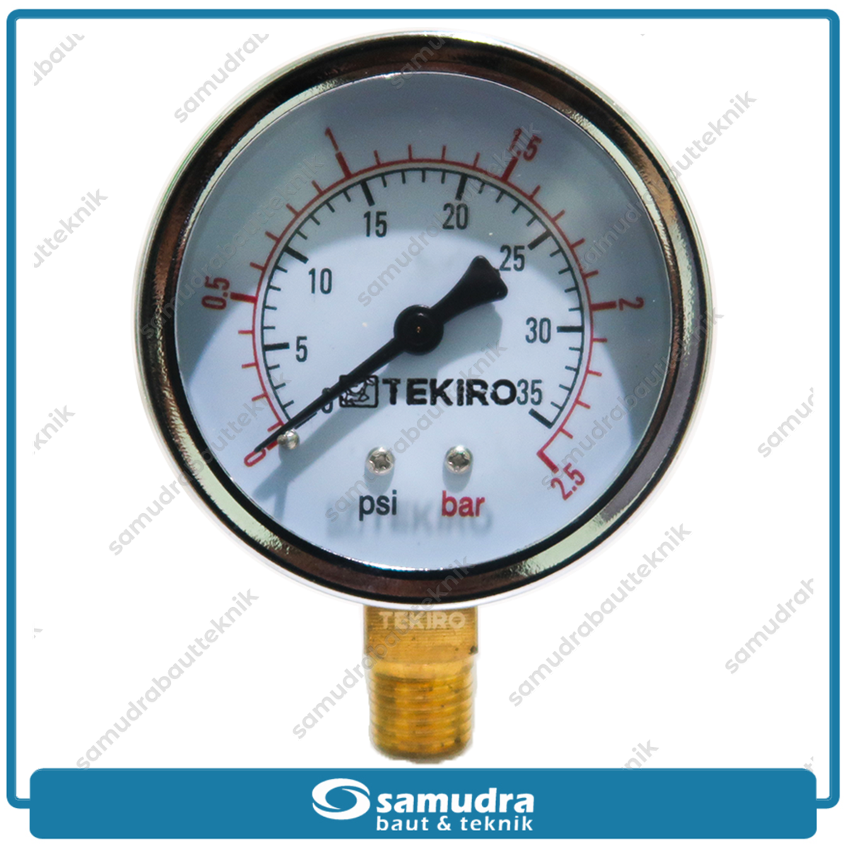 TEKIRO AU-PG1395 Alat Ukur Tekanan Angin 2.5" Lonceng 2.5 bar