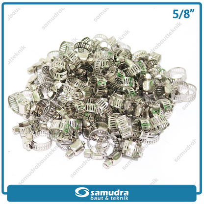 LIPPRO Klem Selang 5/8" Inch Ss Hose Clamp Taiwan - Isi 100 Pcs