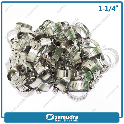 LIPPRO Klem Selang 1-1/4" Inch Ss Hose Clamp Taiwan - Isi 50 Pcs