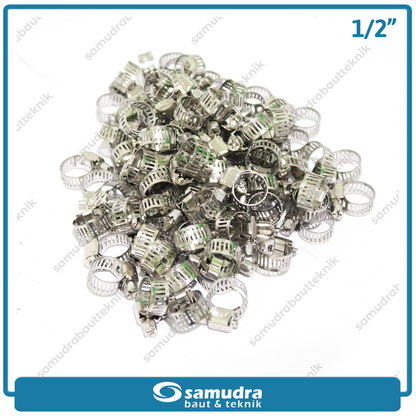 LIPPRO Klem Selang 1/2" Inch Ss Hose Clamp Taiwan - Isi 100 Pcs