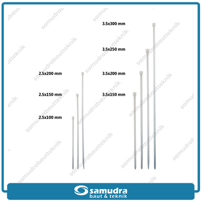 Paket 5 Set JP Kabel Ties 3.6 x 250 mm Putih